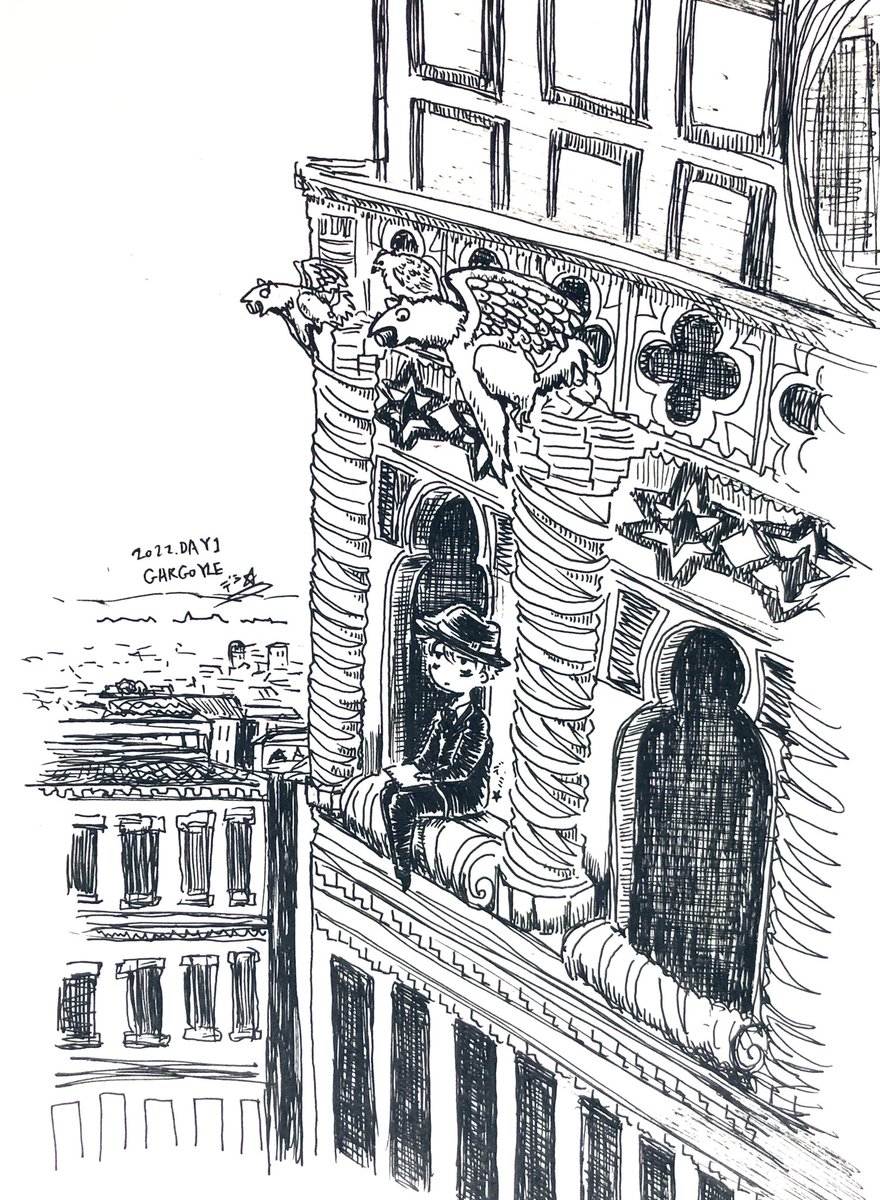 #inktober #inktober2022
#オルフェさんと綴るペン画の旅
DAY 1. GARGOYLE.