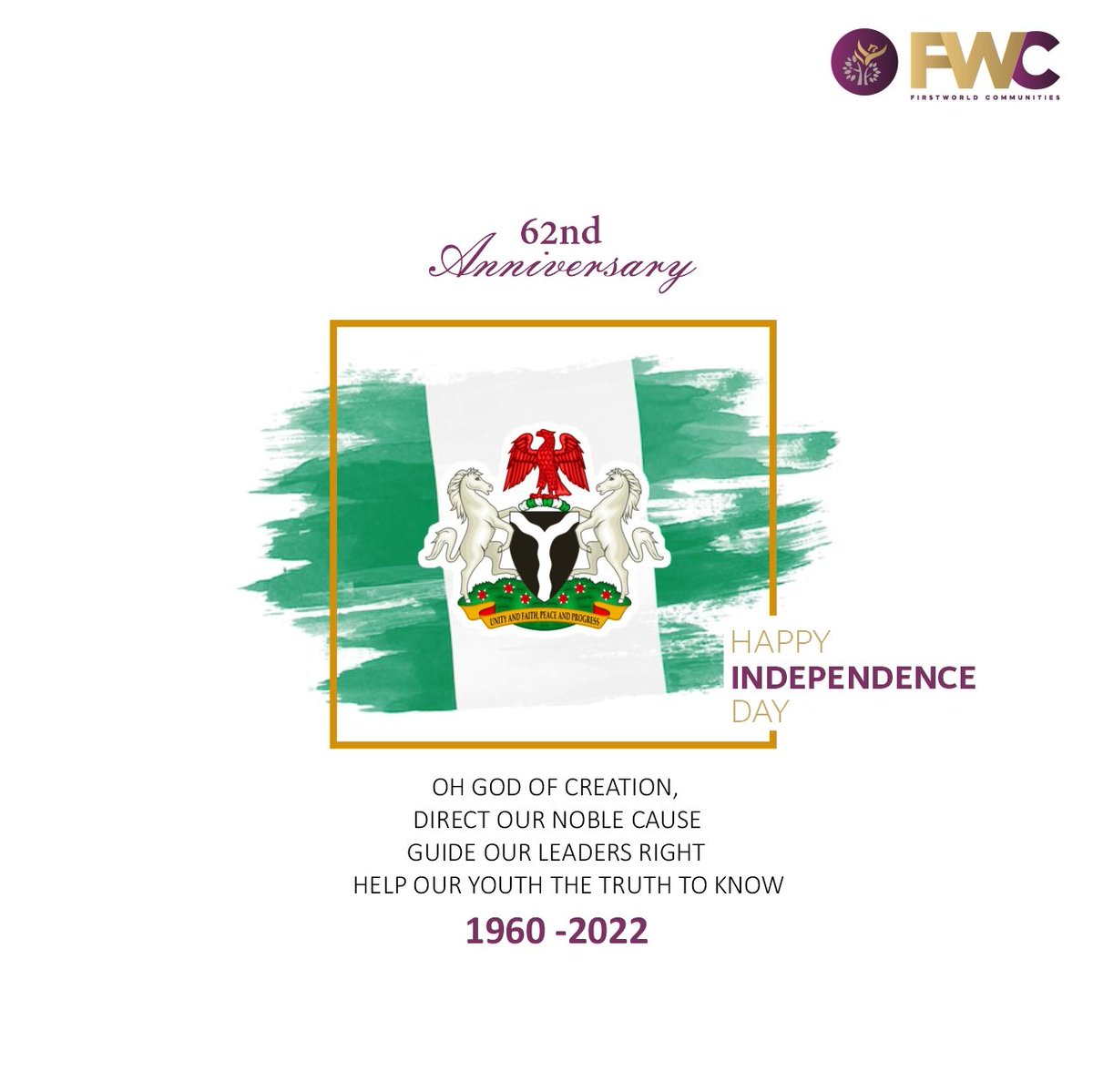 FWCommunities's tweet photo. Every nation determines its own destiny; the clever the nation, the better the fate!
- Mehmet Murat ildan
.
Happy 62nd Independence Anniversary 
.
.
.

#happyindependenceday 
#firstworldcommunities https://t.co/fbpa1Wrzz8