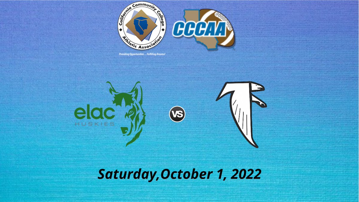 CCCAAFootball1's tweet photo. East Los Angeles vs Cerritos | CCCAA Football
🗓 on Saturday, October 1
⏰ 6:00 PM
📺 https://t.co/ED1cTm1B74
@CerritosFalcons @CerritosFB @J5imp_ @Vonn_6k @BATES_EYB @chasenixon14 @Maanzzoo @RTautai @BlenmanDeuce @Awbontemps @BontempsArna https://t.co/g57lzFVbiI