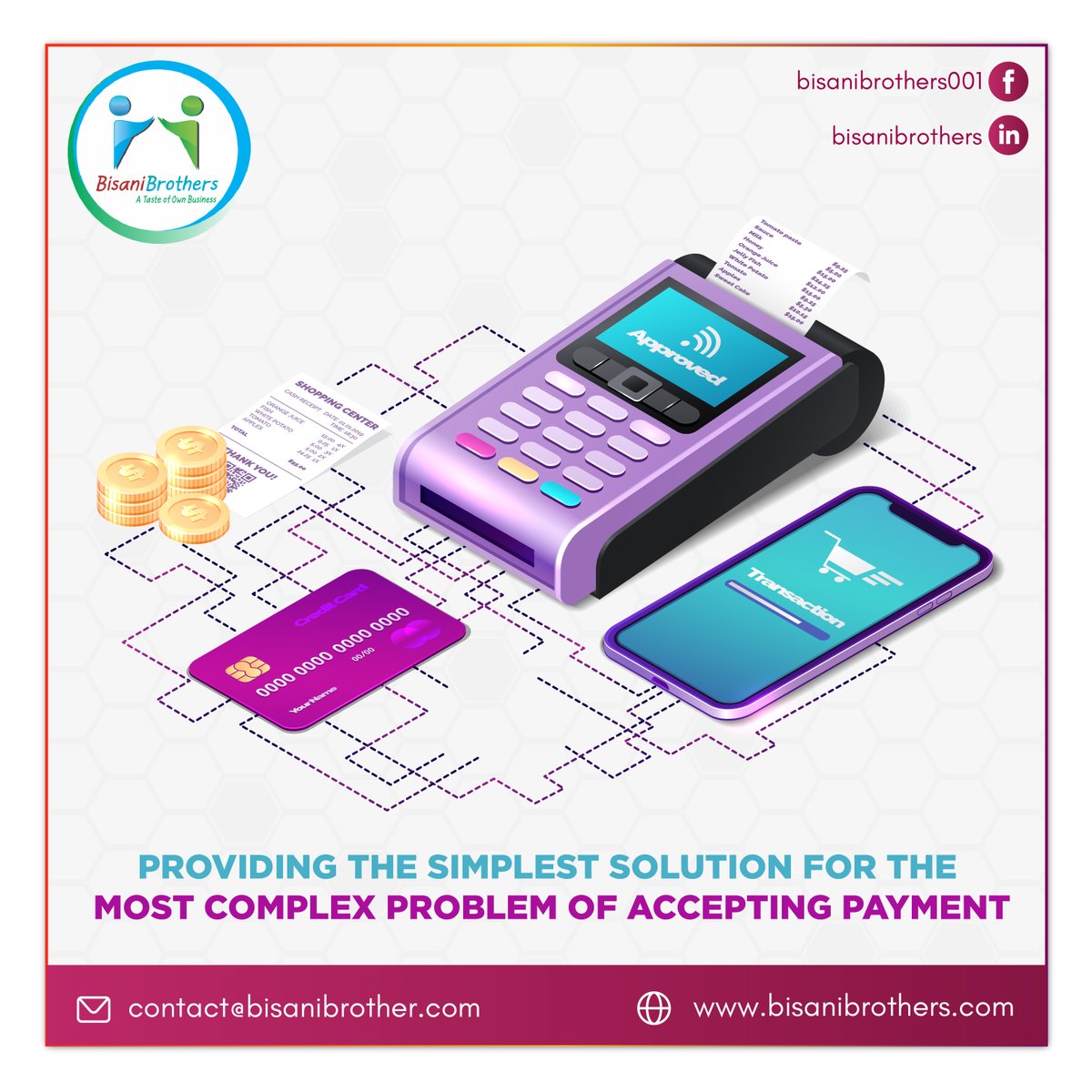 bisani_brothers's tweet photo. Providing the Simplest Solution for the Most Complex Problem of Accepting Payment.
For more info:
visit us: https://t.co/JAjrb17Hhb
#bisanibrothers #posmachine #POS #swipe #SwipingMachine #machine #EASYPROCESS #onlineactivities #onlineplatform #onlinebusiness #business https://t.co/50gtwyLNEH