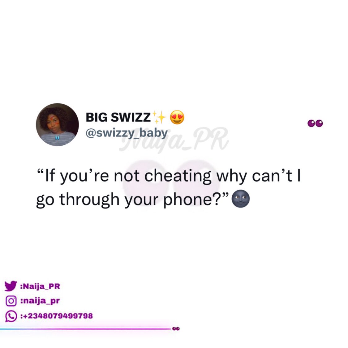 Naija on Twitter "Can you let your partner go through your phone?"