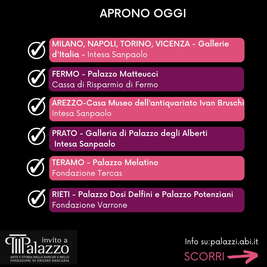 ecultura_vivere's tweet photo. Ed eccoci con la seconda parte delle aperture previste oggi. Andate subito su https://t.co/Y36x8Ai8F8 per tutte le informazioni utili a partecipare agli appuntamenti in programma! https://t.co/ctHYVCwTe7