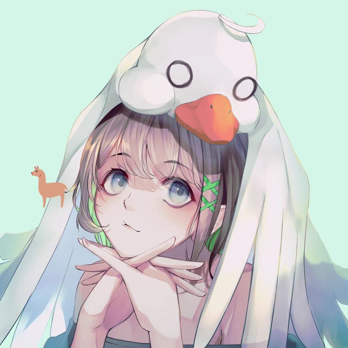 #今月描いた絵を晒そう魚とポップな女の子とイカとガチョウ( '・ω・`) 