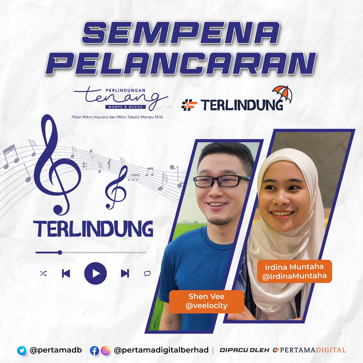 pertamadigital's tweet photo. Selamat pagi!

@pertamadb berbesar hati berkolaborasi dengan dua anak muda untuk mendedikasikan lagu #Terlindung sempena Pelancaran Pelan Mikro Insurans &amp; Mikro Takaful Mampu Milik di aplikasi @OfficialMyPay. 

Semoga anda semua terhibur. https://t.co/WwR7JEnQPw