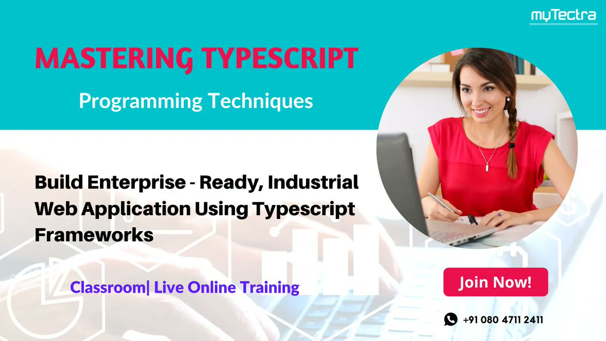 mytectra's tweet image. Experience the best Typescript Training with myTectra.
⭐️Let's get started and learn from the experts!⠀
Live Online Training - Delivered Globally
Call Us on +918047112411 and Enroll Now!
To know more visit: buff.ly/2z2TXCe
#typescript #typescripttraining