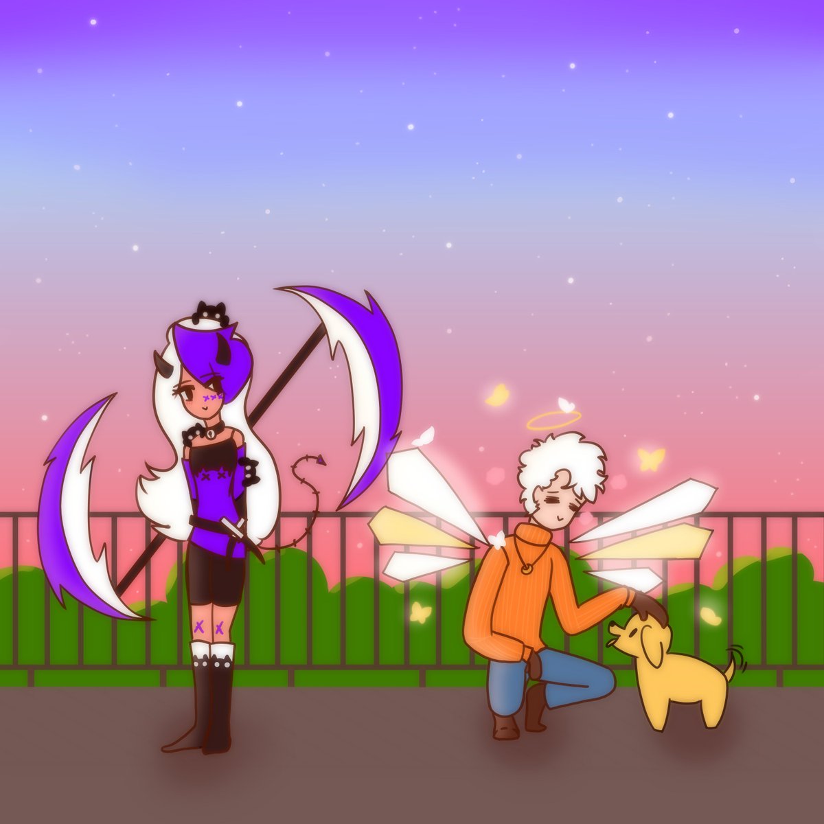 treblemation's tweet photo. Happy spoopy month!
made this cute lil drawing of me and my friend based off of the webtoon "I'm the grim reaper" c:
#Halloween2022 #Imthegrimreaper #artistsontwitter #treblemation https://t.co/ePBGEwefHL
