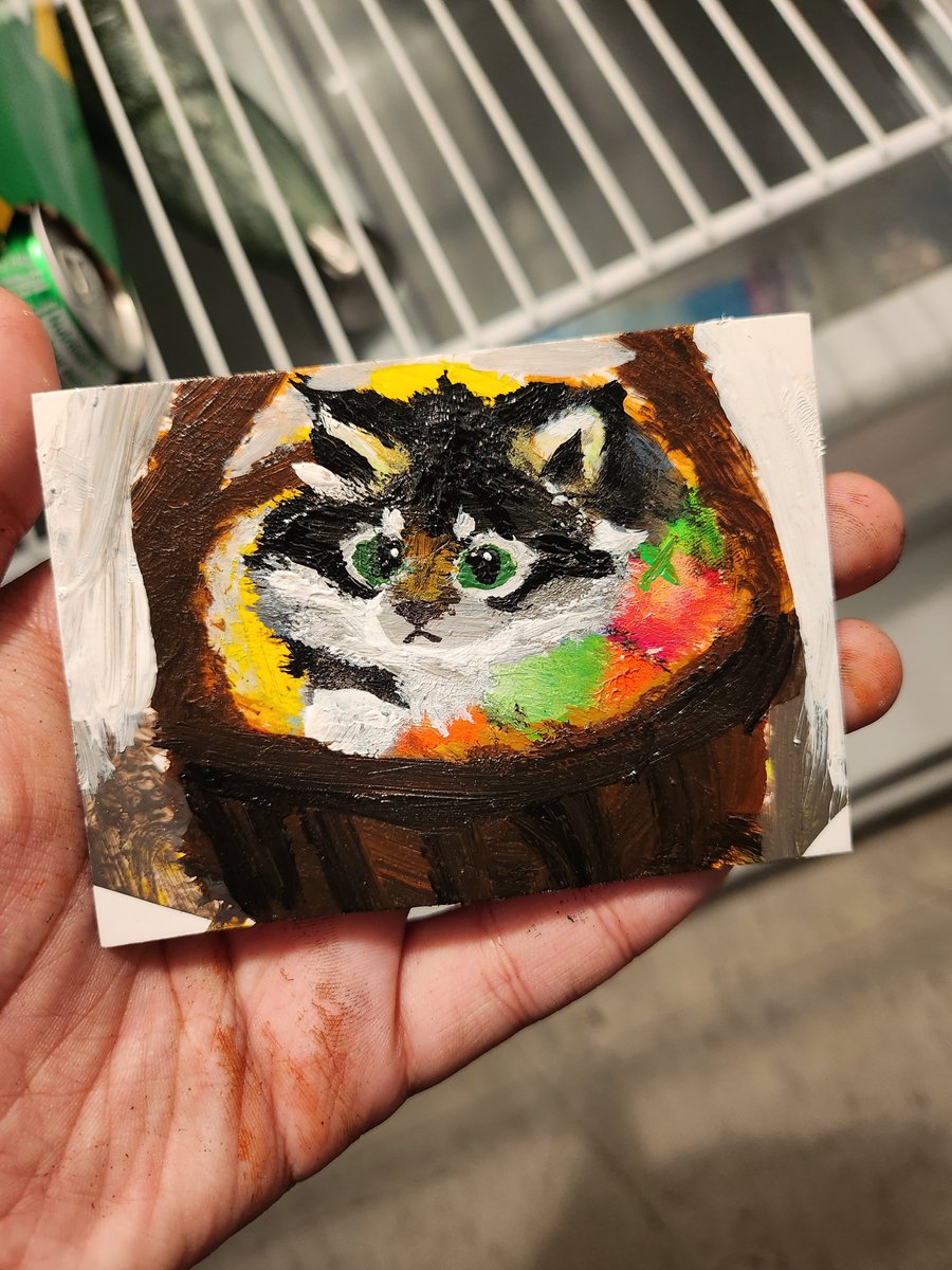 tabpossum's tweet photo. cat painting for school https://t.co/fO4lUqhhRN