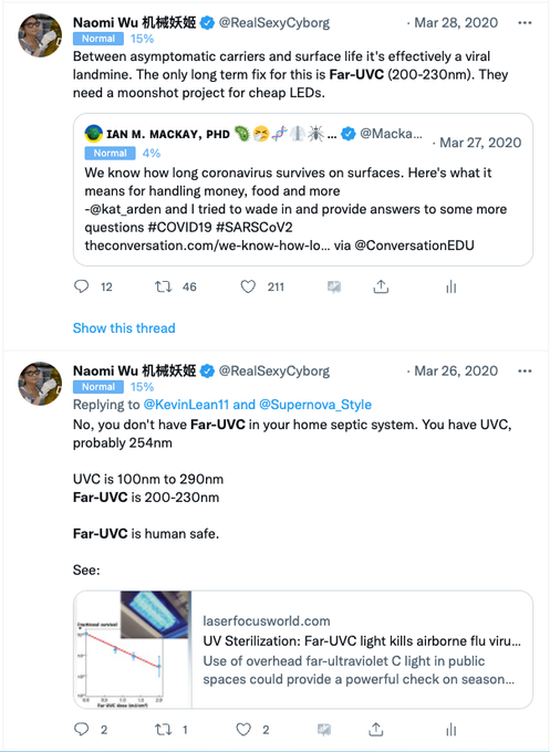 Folks I was one of the first accounts on Twitter to propose using Far-UVC against COVID, to propose Personal