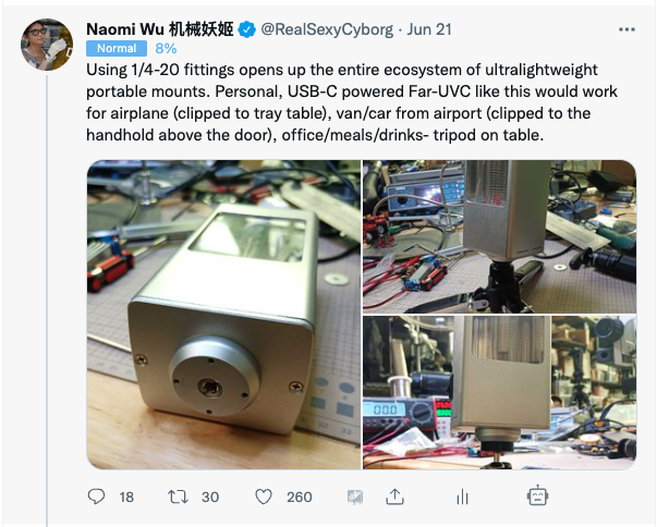 Folks I was one of the first accounts on Twitter to propose using Far-UVC against COVID, to propose Personal