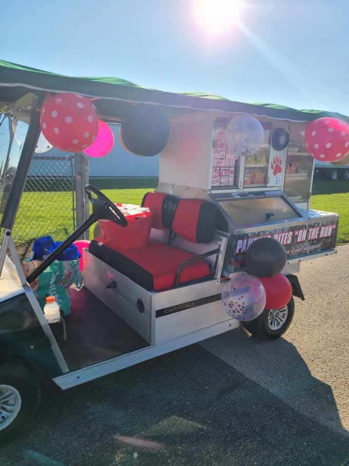 Homecoming parade 2022! Panther Backers Booster Club cart Panther bites “on the run!”