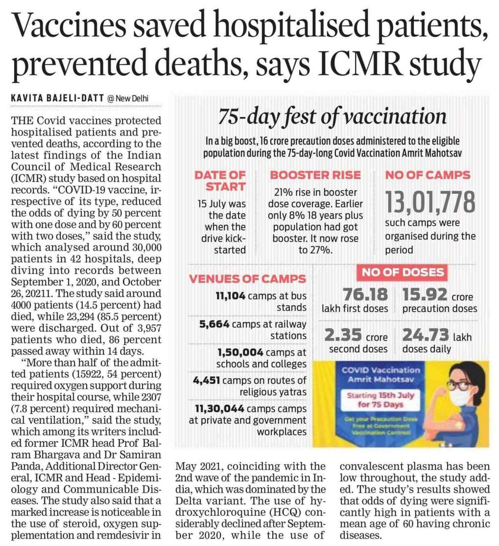OfficeOf_MM's tweet photo. Vaccines saved hospitalised patients and prevented deaths, says ICMR study https://t.co/Fw1TV2BwdE