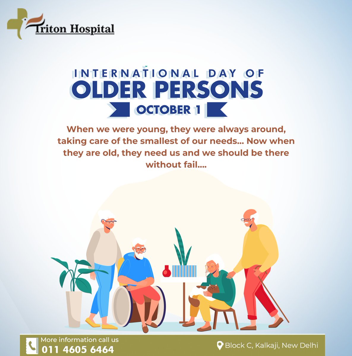 You are so full of experience and you are so full of knowledge.Without you, our lives are incomplete.
.
Happy International Day of Older Persons.
.
.
#DayofOlderPersons #TritonHospital #BestHospitalinDelhi #HospitalInDelhi #MultispecialtyHospitalInDelhi #newlife...