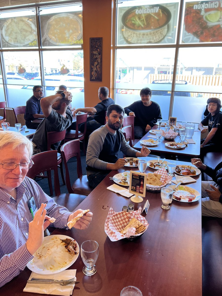 electrifiedshel's tweet photo. The @OT_STEER having a great time today at Mumbay Grill, in Ajax, to celebrate group successes on a global scale as well as the start of the Fall semester. They certainly look #energized and #electrified all at once. #labcollab #studentsuccess #Awards https://t.co/lkw4iVIn8o