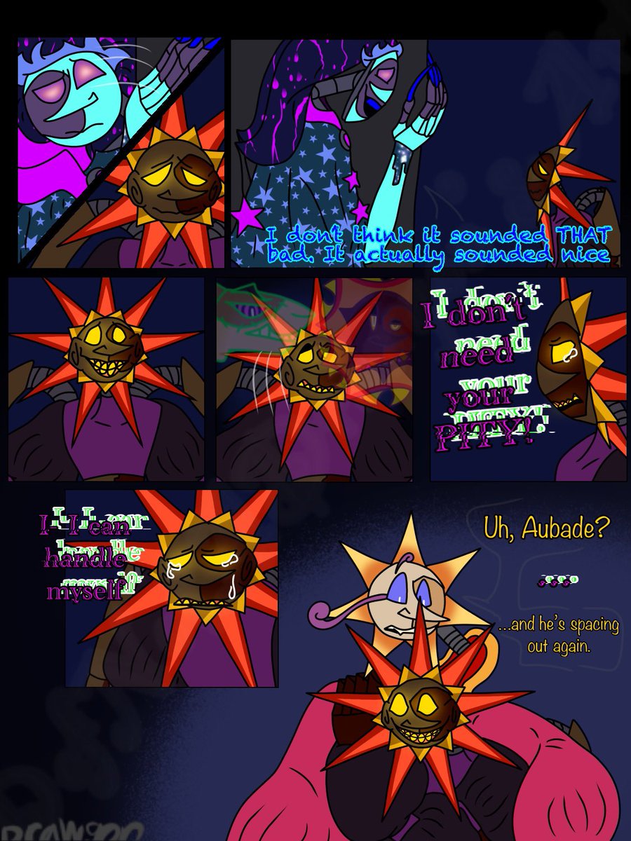 ADrawgon's tweet photo. haven’t posted in a bit since I’ve been struggling to draw- so take this mini comic with one of my glitch sun characters
.
.
.
#fnaf #fnaffanart #securitybreachfanart #balloonworld #eclipsefnaf https://t.co/ddRTU57Sgj