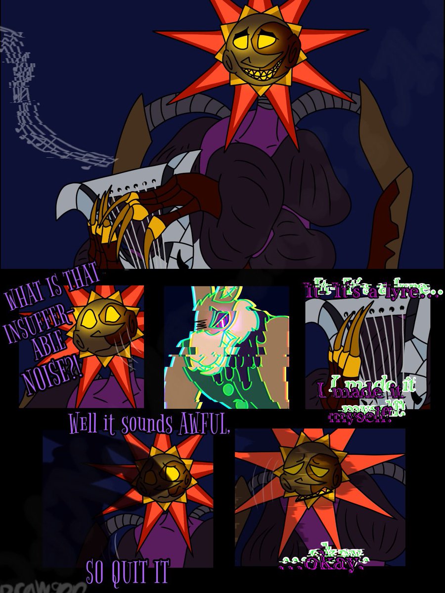 ADrawgon's tweet photo. haven’t posted in a bit since I’ve been struggling to draw- so take this mini comic with one of my glitch sun characters
.
.
.
#fnaf #fnaffanart #securitybreachfanart #balloonworld #eclipsefnaf https://t.co/ddRTU57Sgj