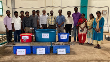 CSIRCSMCRI1's tweet photo. Successful demonstrations for (i) K-SAP (500 kg fresh weight capacity) (ii) semi-refined carrageenan (250kg dry weight capacity) and (iii) agar (25 kg dry weight capacity) were given to the Fisheries Officials at the Seaweed Processing Plant, Mandapam installed by CSMCRI@CSIR_IND https://t.co/FTcKyvEapH