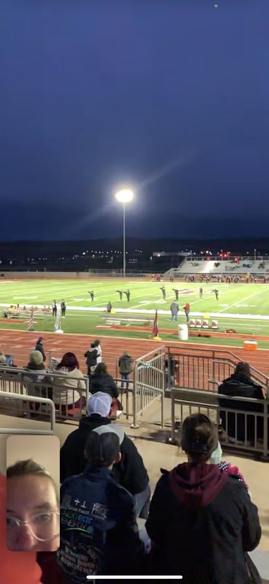 sideofcowboy's tweet photo. My mom FaceTiming me from the high school homecoming football game to show me Nadia’s dance team performance at half time I couldn’t even tell which one she was LOL https://t.co/THVAWhejXi