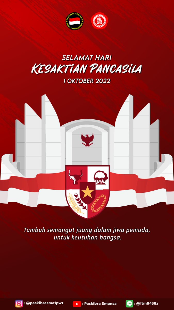 Salam Paskibra!!🇮🇩🇮🇩
"Sila artinya asas atau dasar, dan atas kelima dasar itulah kita mendirikan negara Indonesia,kekal dan abadi." -Ir. Soekarno

Selamat memperingati Hari Kesaktian Pancasila.Mari terus amalkan pancasila, jaga persatuan dan kesatuan untuk Indonesia yang tangguh.