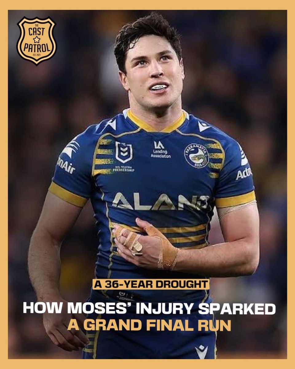 thecastpatrol's tweet photo. When Moses fell to injury, many critics quickly assumed the Eels would drop out of the top 8. After round 20, the Eels were in 6th place.

However, can they perform against the best on the big stage? 🏆

#nrl #nrlfinals #parramattaeels #nrlgf #rugbyleague #nrl22 #mitchellmoses https://t.co/nfgRLEAVvr