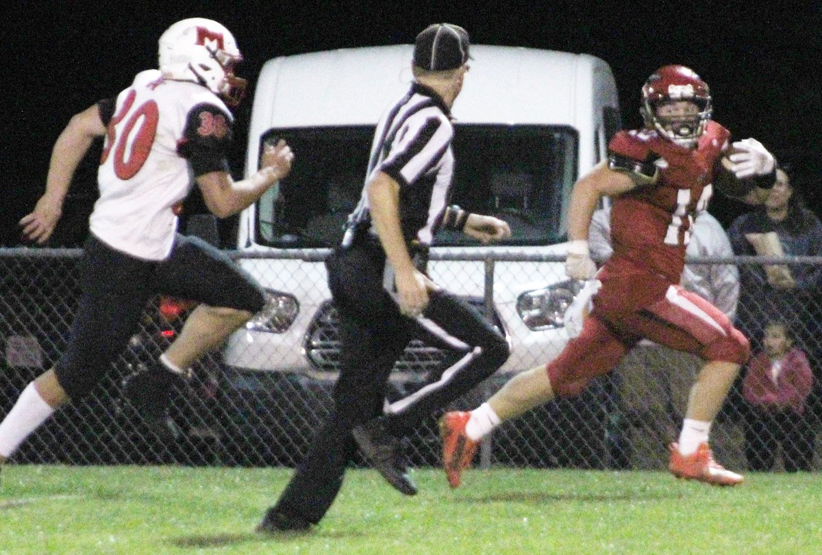 Weeping Water senior Keegan McDonald gave the Indians a boost in the running game tonight vs Mead. He finished w/ 209 yds and 4 TDs on 19 carries.