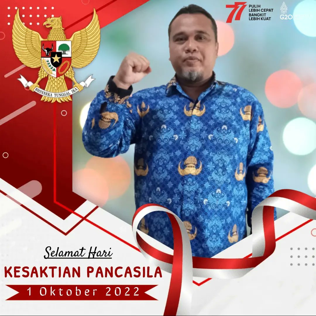 ArifRomadoni's tweet photo. Selamat Hari Kesaktian Pancasila Tahun 2022. Bangkit Bergerak Bersama Pancasila. #kesaktianpancasila #pancasila #sman1bilahhilir https://t.co/qeM74T8VU3