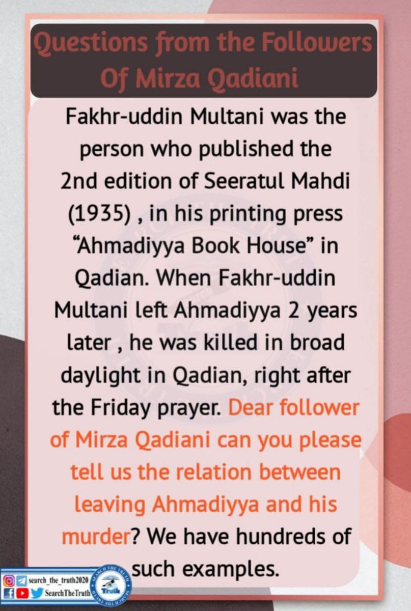 LakeInni's tweet photo. Questions from the followers of Mirza Qadiani
#Searchthetruth
#Trueislam
#loveforallhatedfornone 
#Qadianiarenotmuslim 
#SaturdayMorning https://t.co/mGUzHNc5pN