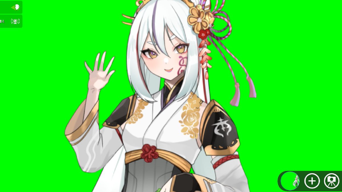 1girl solo green background white hair japanese clothes streaked hair kimono  illustration images