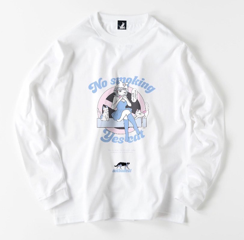 NOTBADCAT_NBC's tweet photo. Twitter開設記念

【プレゼント企画第1弾】
禁煙 LS Tee (WHITE) (XL)

応募方法:
@gekirock_shop 
@NOTBADCAT_NBC 
の2アカウントフォロー &amp; RT

このイラストかわいすぎません？？

タバコより猫吸いたいですよね？？
ここは禁煙ですが、吸猫はOKです🐱

10月8日〆

 #プレゼント企画 
 #吸猫所 https://t.co/xs1seisrCB