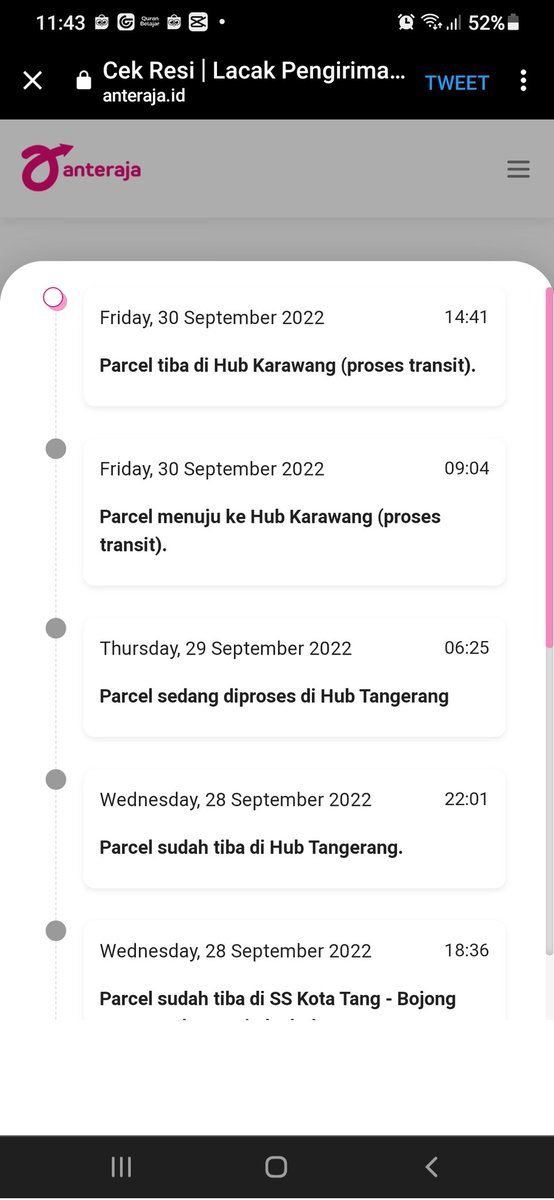 DenFahrul's tweet photo. @anteraja_id tanggerang - bekasi hampir 4 hari paket blm sampai. Luar biasa, gak heran isi mentionnya komplainan semua. Dan skrg DM pun sudah tdk ada responnya. Semoga semakin baik dan ada solusinya deh https://t.co/qes74d6QRF