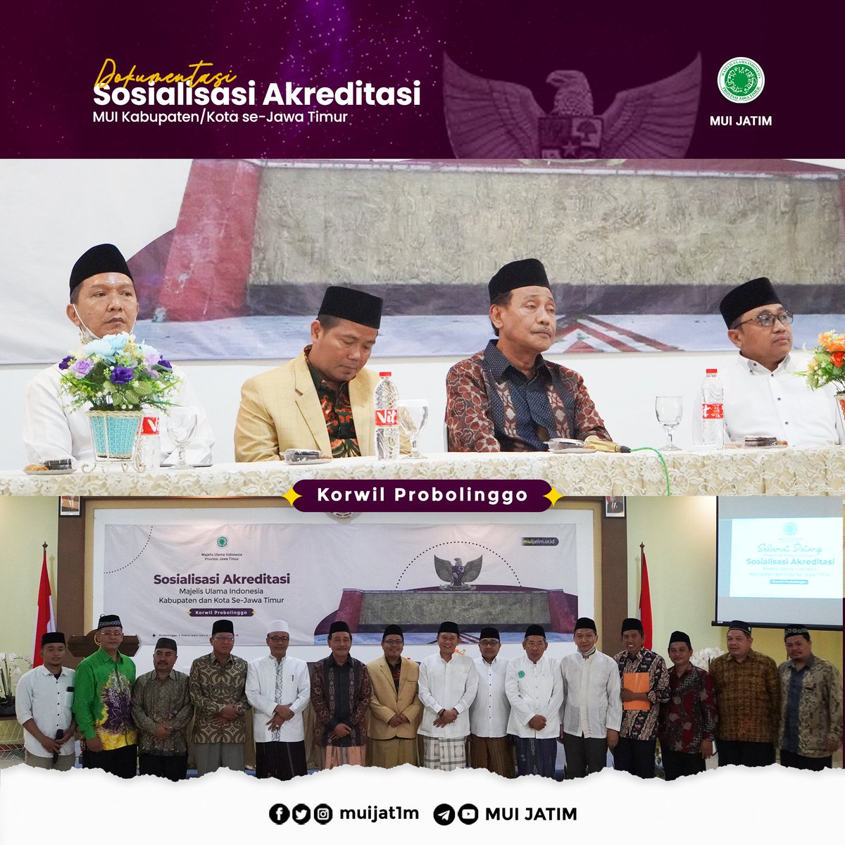 muijat1m's tweet photo. Sosialisasi Akreditasi MUI Kabupaten/Kota se - Jawa Timur Korwil Probolinggo

Sabtu, 1 Oktober 2022

---=====---
Follow us :
Instagram, Twitter dan Fanspage :
@muijat1m

#muijatim #majelisulamaindonesia #mui #ulama #ulamaindonesia #ulamanusantara #kontendakwah #pecintaulama https://t.co/jdZW6QiDwI