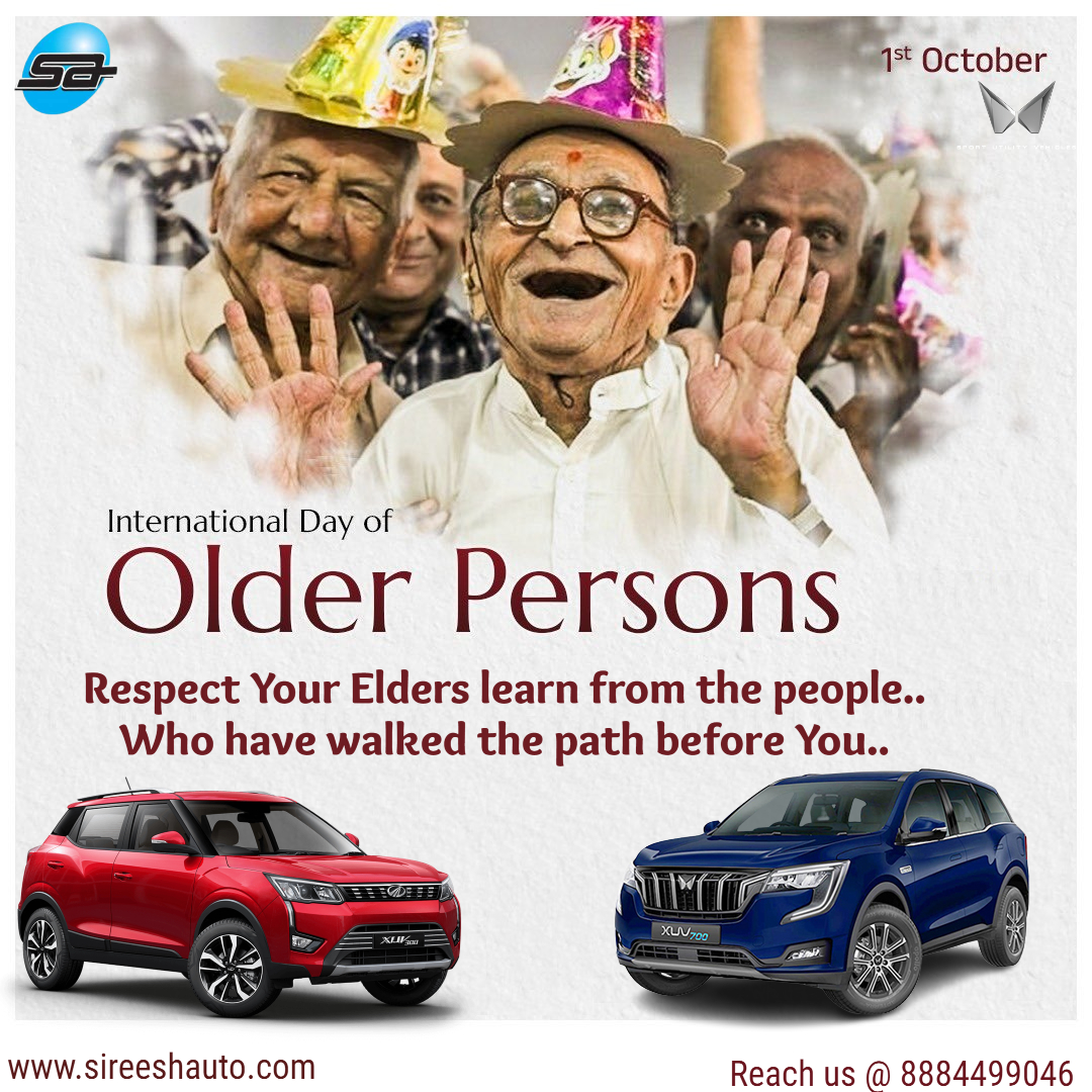 sireesh_auto's tweet photo. Respect Your Elders .. learn from the people ... who have walked the path before you.. Sireesh Auto Wishes you Happy international day of older persons -Elders #Sireeshauto #thinkmahindra #thinksireesh #mahindra #internationalolderpersonday2022 #1stoctober #bangalore #carsofinsta https://t.co/FAb2leH094