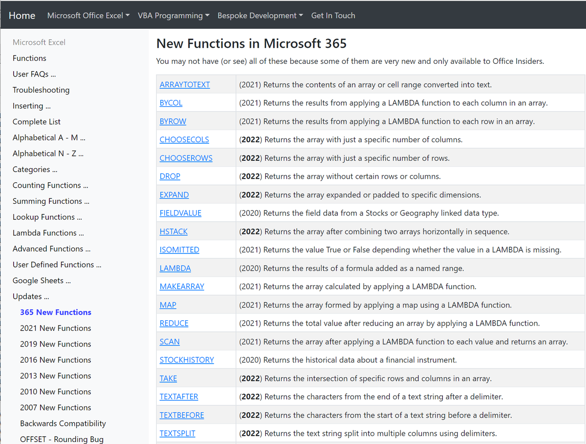 Microsoft 365 has introduced 29 new #Excel functions so far:

bettersolutions.com/excel/function…