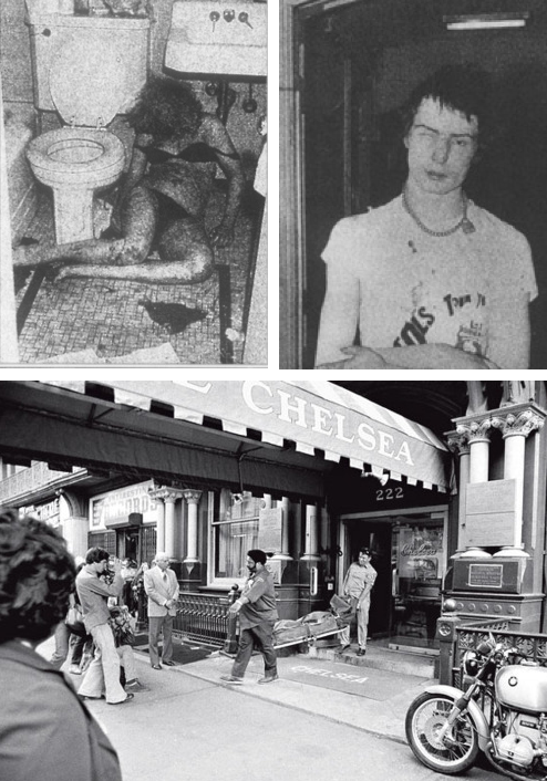 Sid Viscous was staying in room 100 at the Chelsea Hotel when his girlfriend, Nancy Spungen, was murdered. He had $25,00 in cash on the bedside table. 

The authorities believed he did it. The Chelsea community believed differently. 

The top theory gets a "free" token.