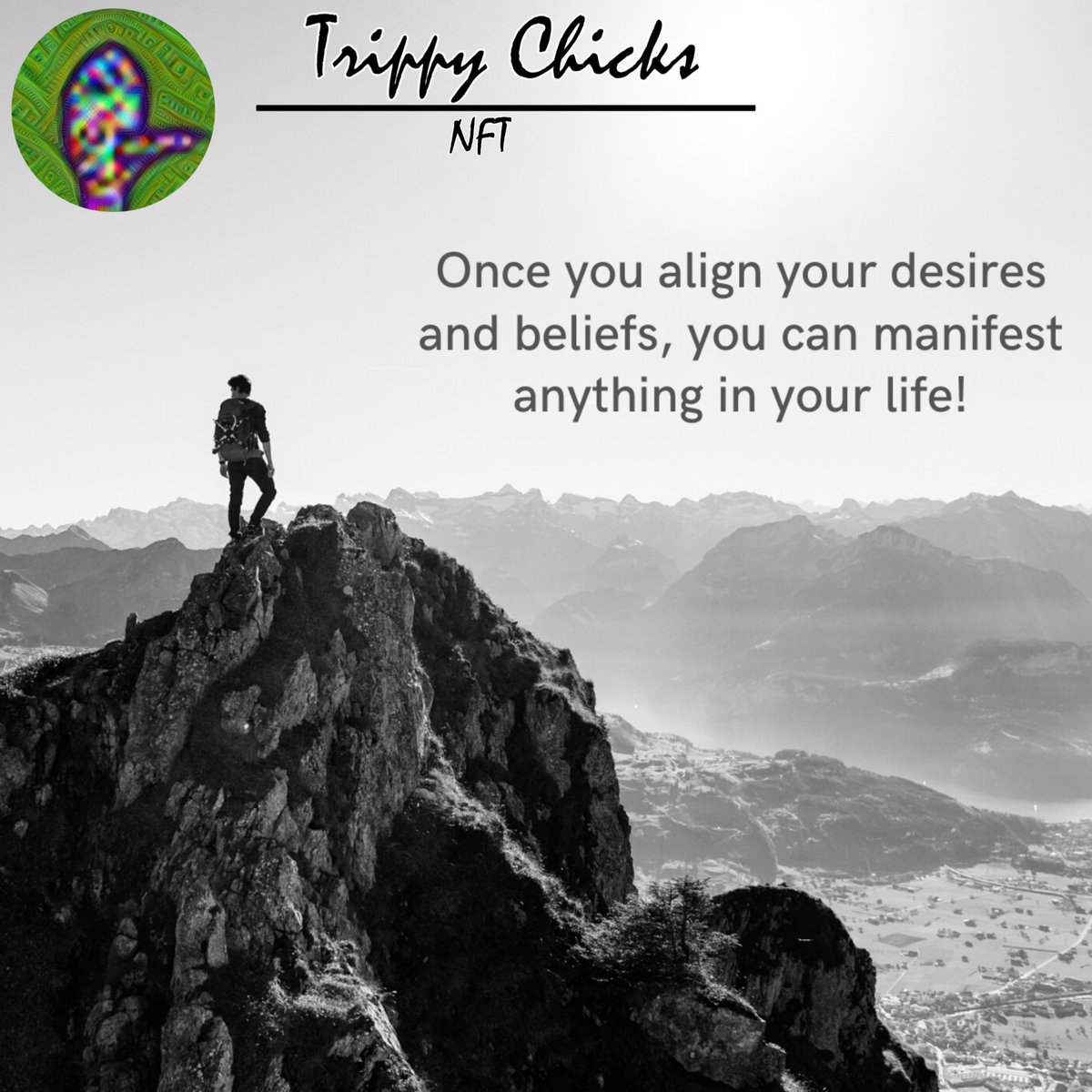 Once you align your desires and beliefs, you can manifest anything in your life!
         Follow our social media and Join our discord :discord.gg/EqRqEQBNKS
#TrendingNow #NFTProjects #TrippyChicks #MotivationalQuotes   #ExploreMore #explorepage #NFT #NFTCommunitys #life