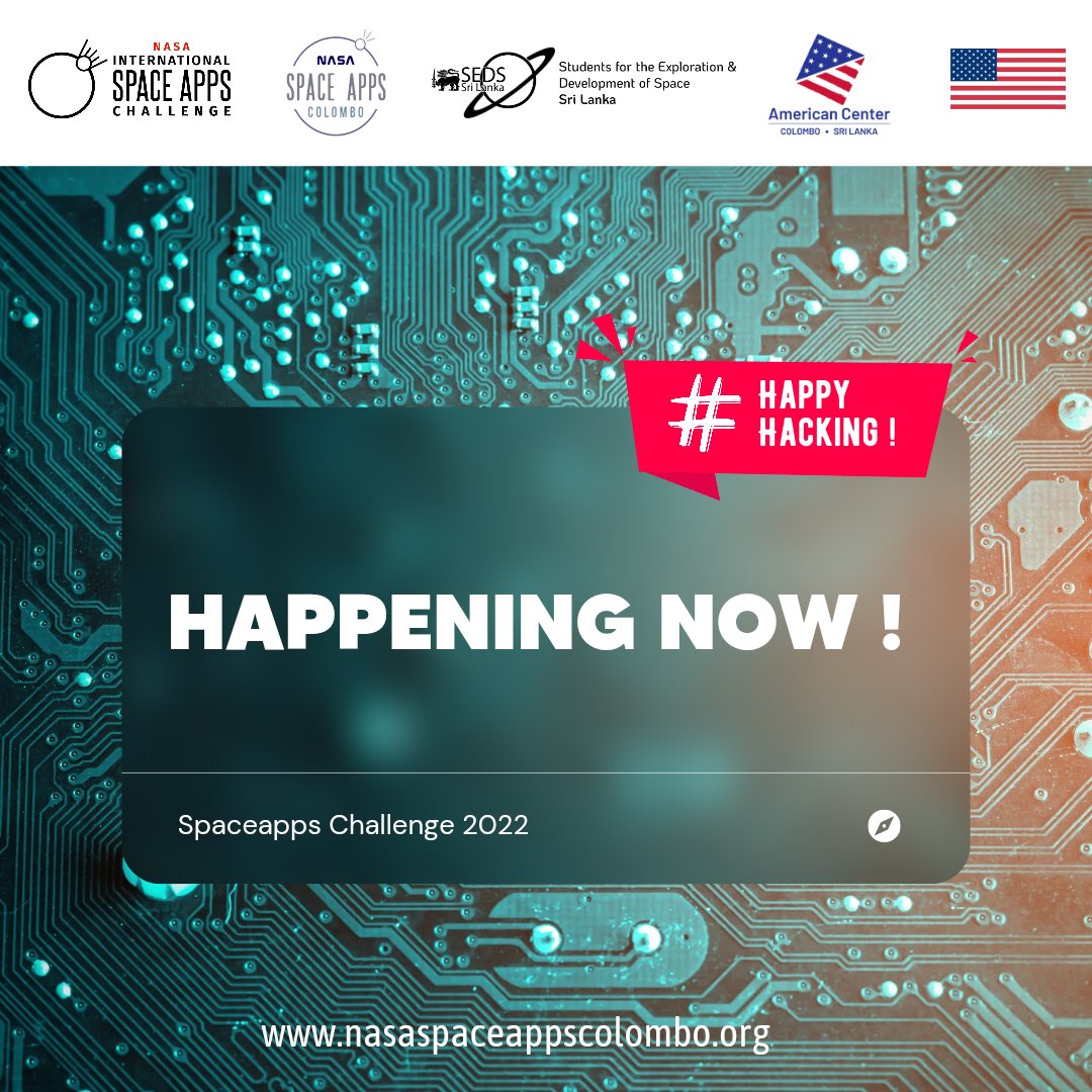 SpaceAppsLK's tweet image. NASA Space Apps Challenge Colombo 2022💙
Happening Now😃 
We wish all the very best for all the participants!
Happy Hacking!!!
#SpaceApps #SEDSSL #Colombo