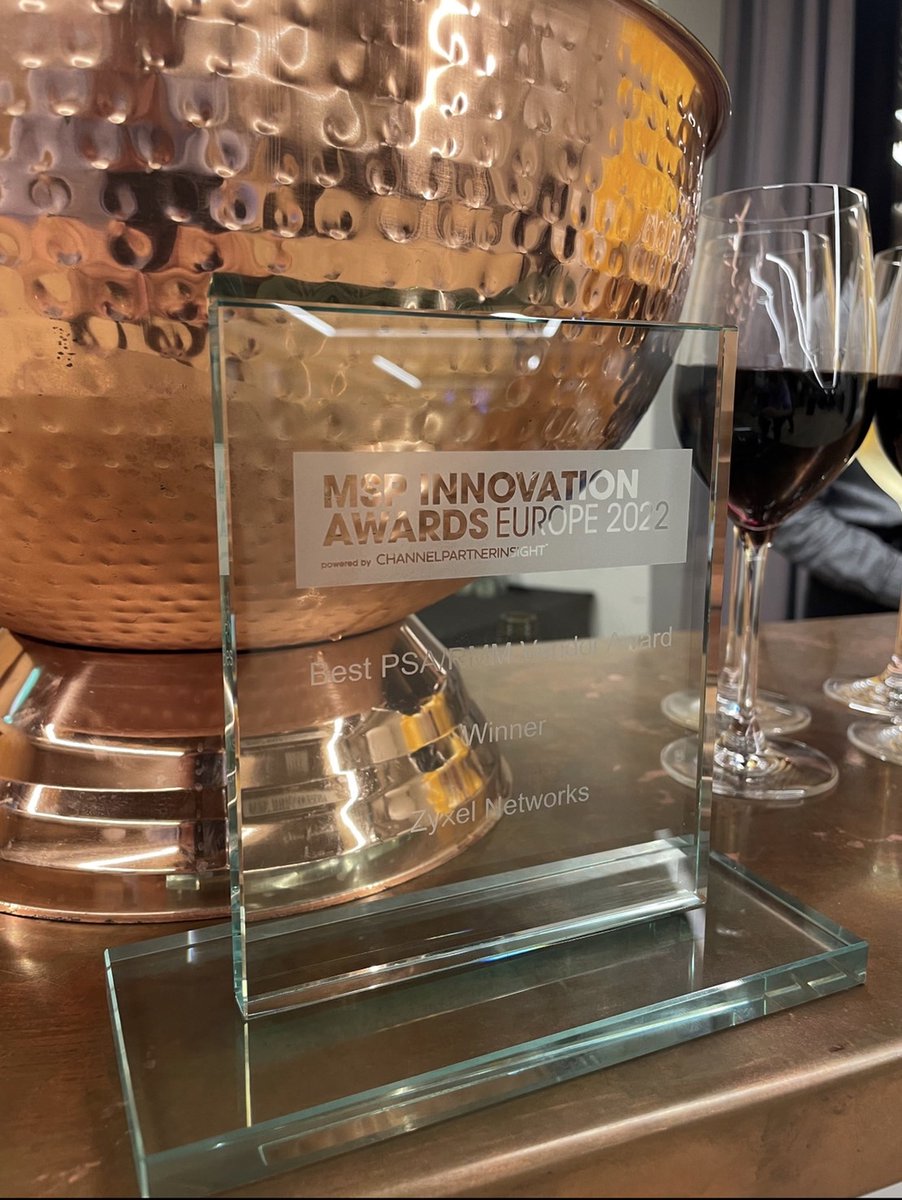 zyxel's tweet photo. We're proud to announce that Zyxel received the best PSA/RMM Vendor Award at the MSP Innovation Awards Europe 2022!🎉
Thanks to our @ZyxelUK team for all their tireless effort and dedication!👏
#MSP | #Zyxel | #JustConnect | #Award | #Networking https://t.co/f5UOrR9fPS