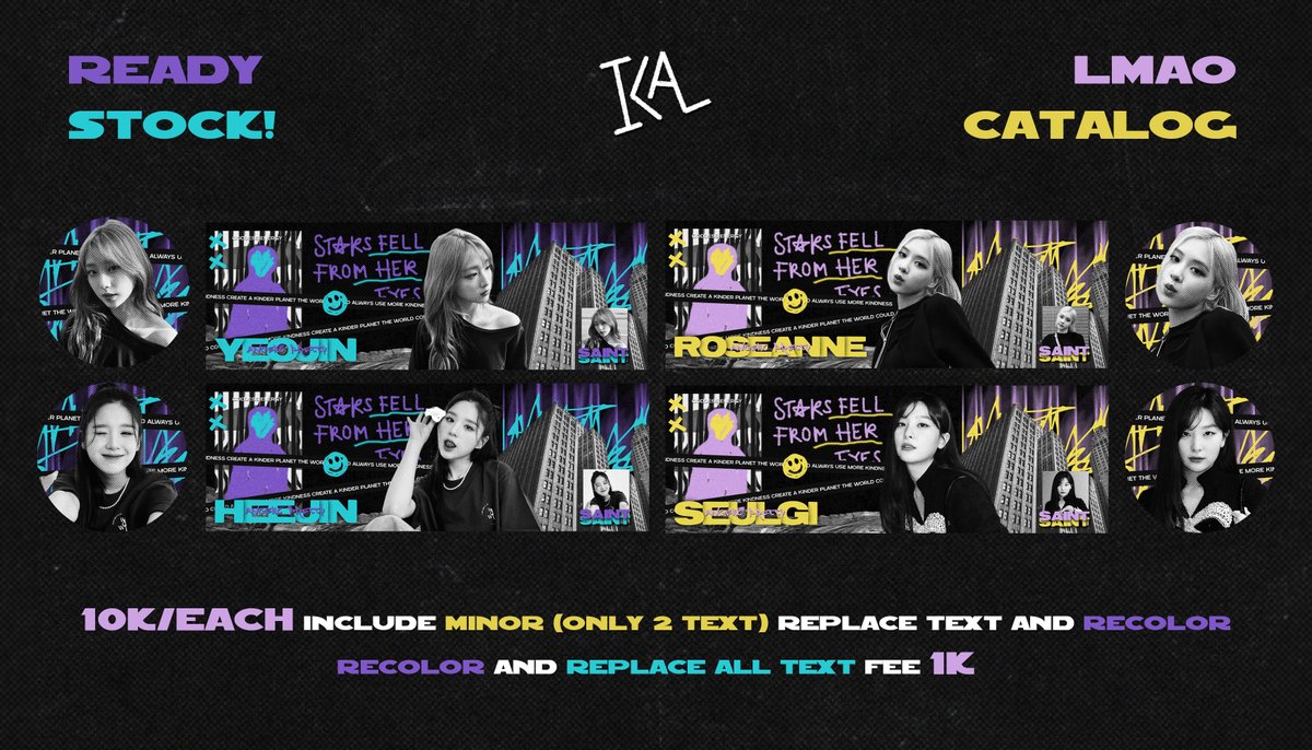 Lersbi's tweet photo. Halo! Ical bawa layout ready stock girlgroup dengan harga 10k/each, include recolor (FREE) dan (minor) replace text! 🙆🏻‍♂️

Avail: Wonyoung, Haewon, Yeri, Jennie, Yeojin, Rose, Seulgi

#zonauang
https://t.co/RgftMhhUYI