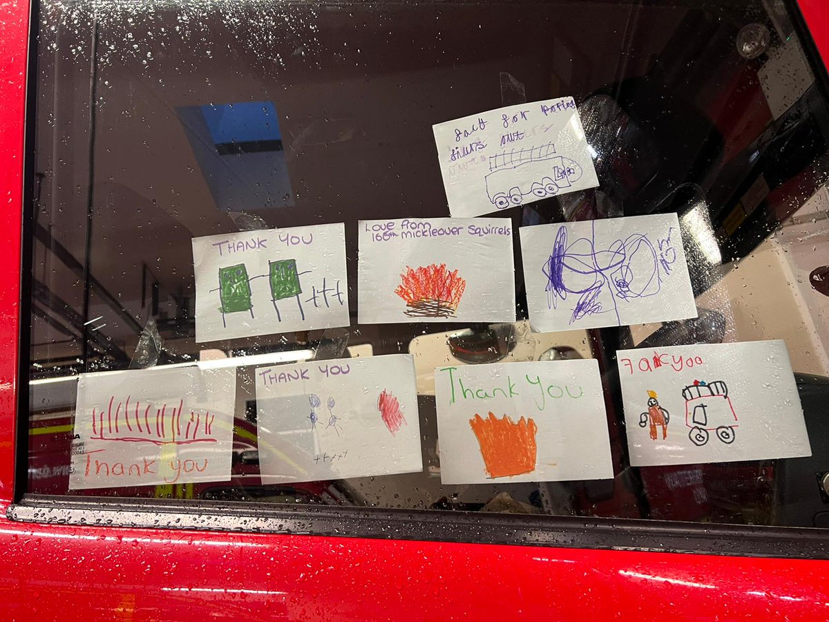 DerbyshireFRS's tweet photo. On Friday, Mickleover Squirrels🐿️ visted @Kingswayfire #RedWatch 🔴They all learnt what to do in the event of a fire 🔥 and how to stay safe.  They very kindly made thankyou cards which the crew loved! ✉️

Remember, in the event of a fire, get out, stay out and then call 999! 🚒 https://t.co/SBD9wXjqYD