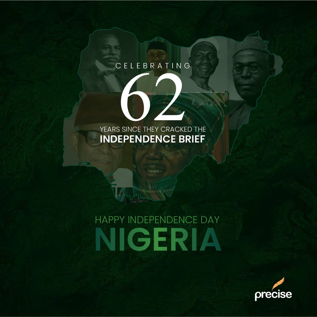 Preciseplatform's tweet photo. They delivered on the 'Freedom' campaign, and now we must defend it.

Cheers to 62 and Happy Independence Day Nigeria.

#HappyIndependeceDay #PrecisePlatforms #NigeriaAt62 #PublicRelations #DigitalMarketing #PR https://t.co/SV602Cu8KZ