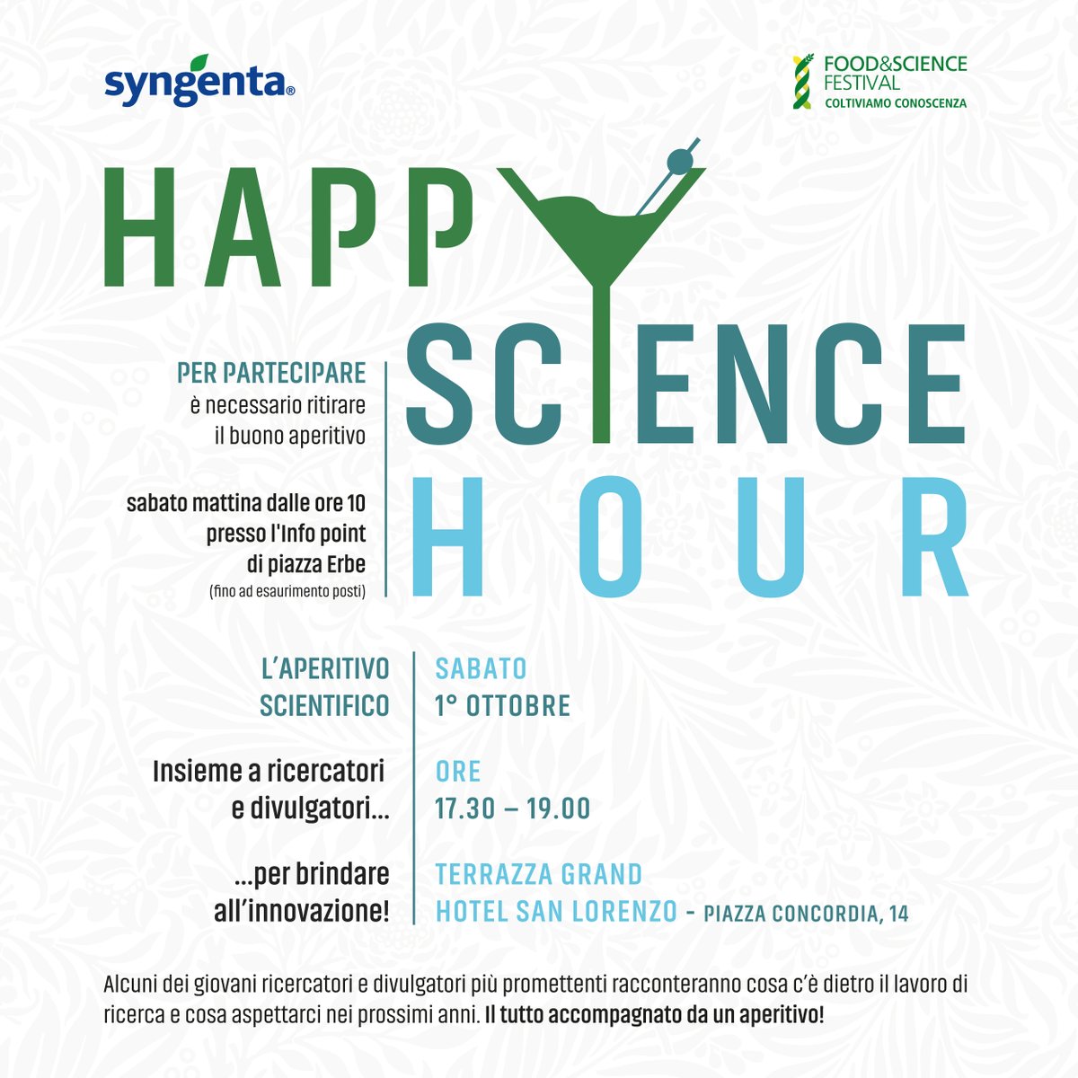 SyngentaItalia's tweet photo. Oggi cè Happy Science Hour: con ricercatori e divulgatori approfondiremo il rapporto tra scienza e agricoltura.
Parleremo di genetica con @SteBiotech.
Approfondiremo il rapporto tra agricoltura e natura con @RuggeroRollini. 
E parleremo di tecnologia con @MarcoilGiallino. 
👇 https://t.co/zijlbwYRuw