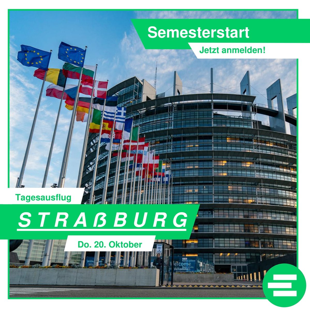 Pünktlich zum Semesterbeginn starten wir als JEF auch wieder durch – mit einem Tagesausflug nach Straßburg!🇪🇺🤩
Den Link zur Anmeldung und weitere Informationen findet ihr in der Bio!