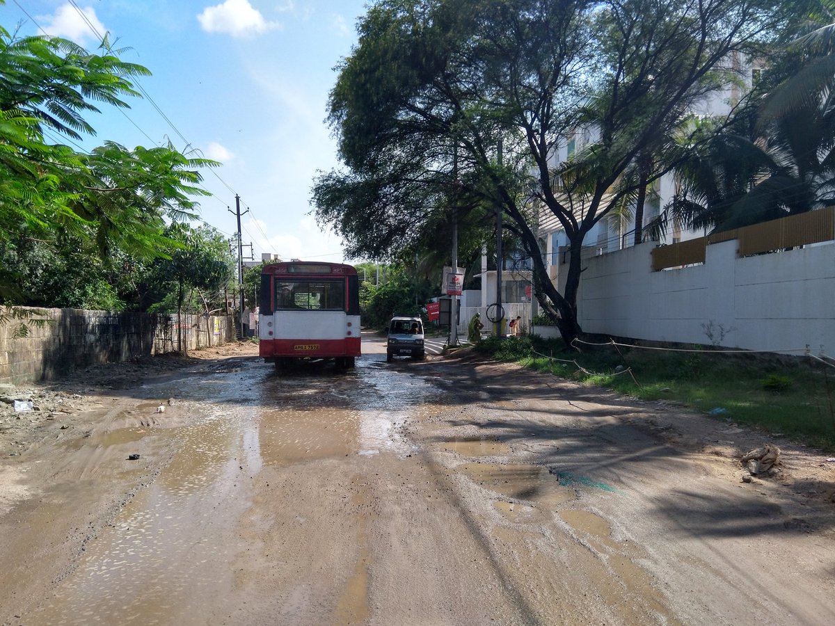 NewBolarum's tweet photo. @KTRTRS Garu #Pothole riddled #NewBolarum #Bolarum to #Turkapally mainroad via #RlyCly #ARKHomes #VBCity Public frustrated with medical/health,drainage&traffic issues,wit delays in even filling potholes it has become terrible.Full Patch work/new road needed urgently,frm5k+Homes🙏🏽 https://t.co/9kN2YGzkBi