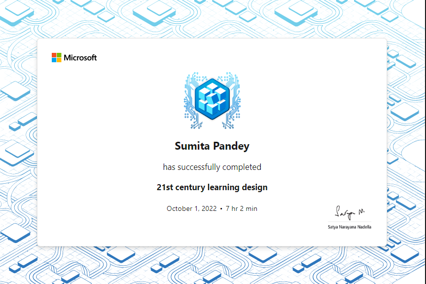 Today I earned my "21st century learning design" trophy! I am so proud to be celebrating this achievement and hope this inspires you to start your own <a href="/MicrosoftLearn/">Microsoft Learn</a> journey!

 learn.microsoft.com/en-in/training… #MSLearnTrophy