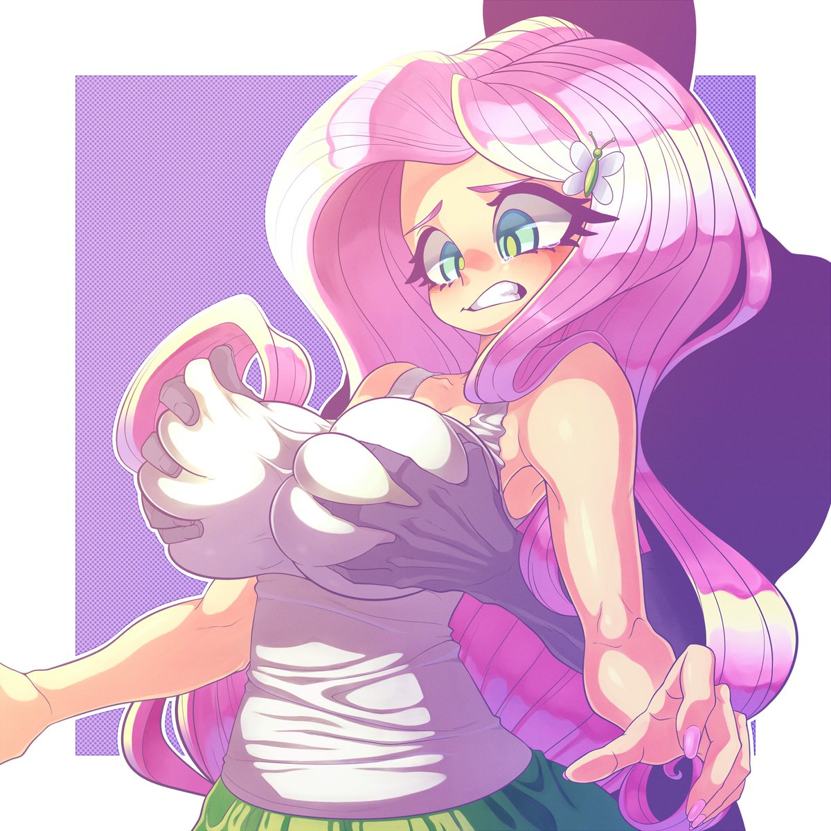 Blitz surprises Fluttershy by grabbing her breasts from behind

"My, my Fluttershy out of all your friends you really are the bustiest~"

#openrp