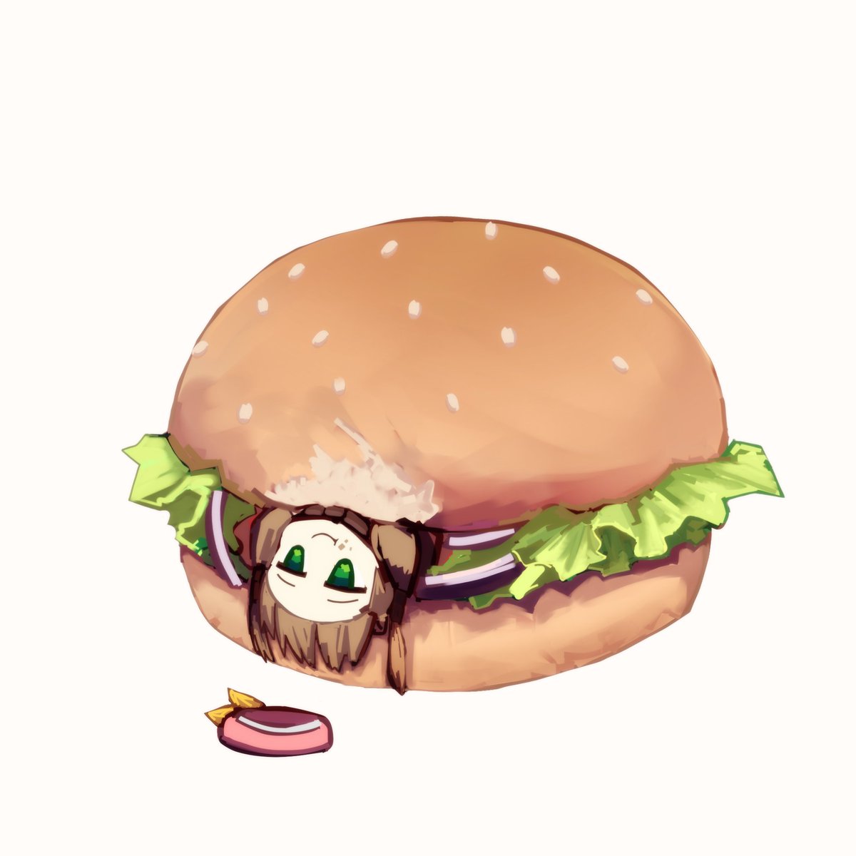 「I misread it as hamburger, guess I'm hun」|Retayu🕯Commission Openのイラスト