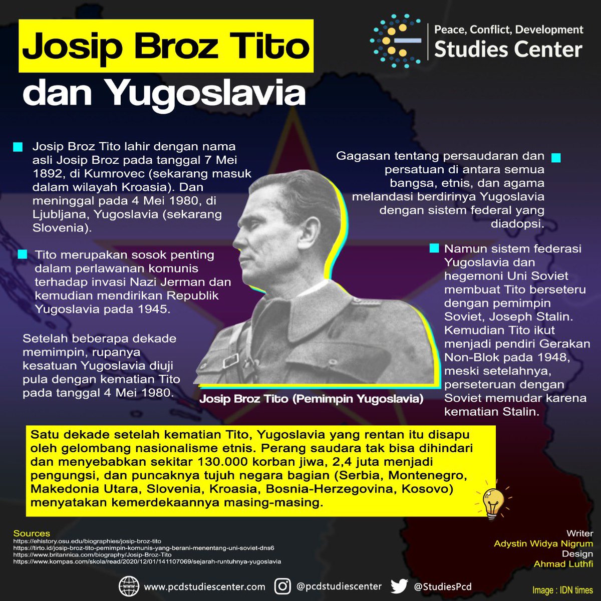 studiesPCD's tweet photo. TODAY'S INFO

Josip Broz Tito dan Yugoslavia

Tito memegang peranan penting dalam perlawanan komunis terhadap invasi nazi Jerman. 

Tito kemudian mendirikan republik Yugoslavia

Yuk cari tahu selengkapnya dalam infografis berikut! ✨

#yugoslavia #nasionalismeetnis #josipbroztito https://t.co/bg0fheM9K5
