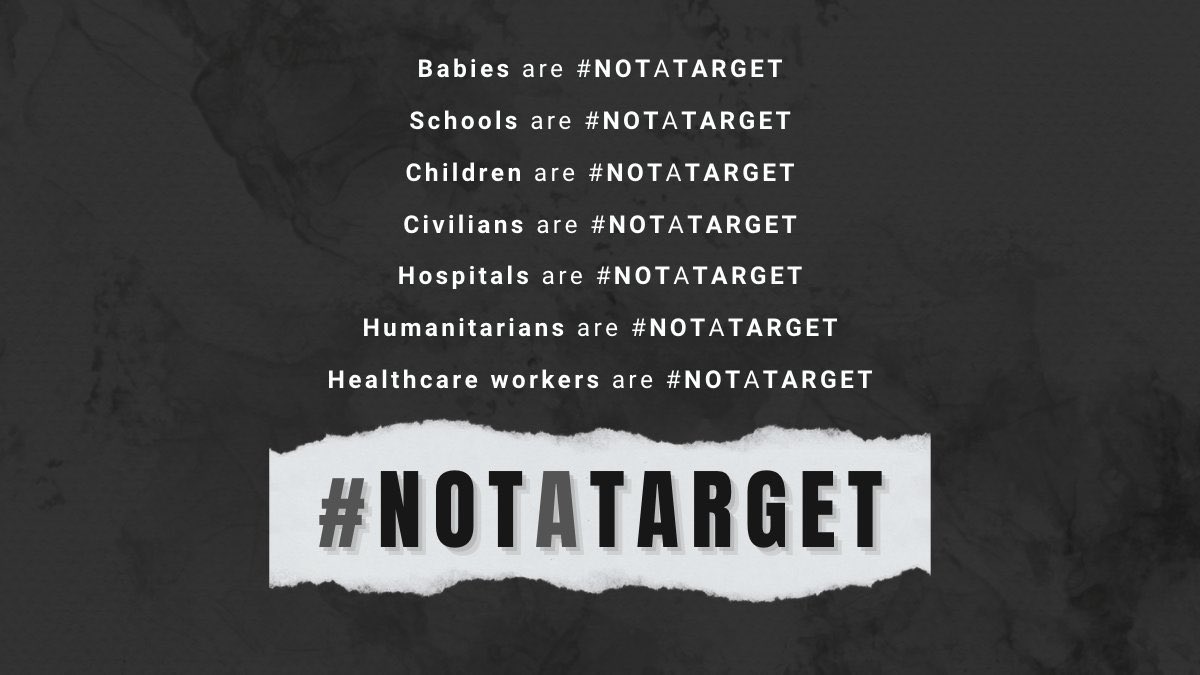 UNinSouthAfrica's tweet photo. Civilians and civilian infrastructure are #NotATarget. 

They must be protected. 

At all times.

Everywhere. https://t.co/tx1Dopue1n