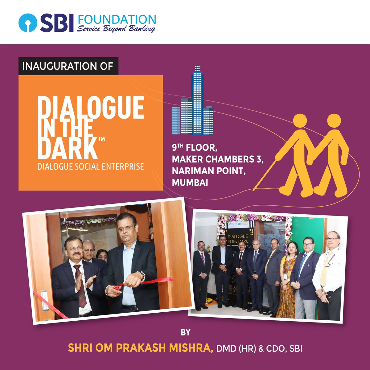 SBI_FOUNDATION's tweet photo. Shri Om Prakash Mishra, DMD (HR) & CDO, SBI, inaugurated “Dialogue in the Dark” an empathy experience centre, in Maker Chambers III at Nariman Point, Mumbai.
Read more: https://t.co/J9F0iMyLqr
#SBIFoundation #SBIF #SBI #ServiceBeyondBanking #CSR #CoE4PwD #DID #launch #mumbai https://t.co/SW2zz1KpNS