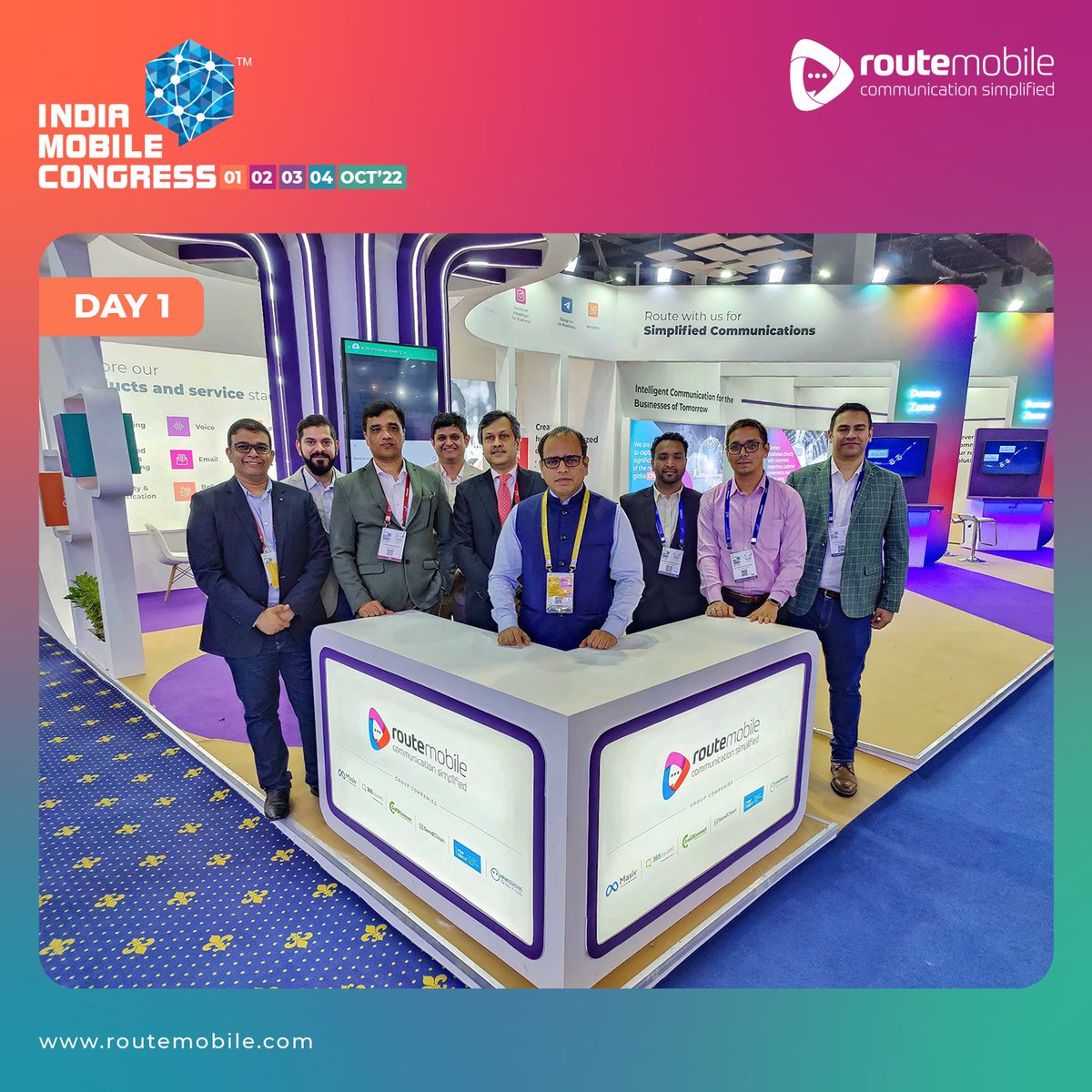 routemobile's tweet photo. Our team has arrived at #IndiaMobileCongress 2022. Meet them at our booth. 

Book your meeting - https://t.co/cj6IHzBqEC
📅 1st - 4th October 2022
🚪 Hall No.: 4, Booth: 4.12
📍 Pragati Maidan, New Delhi

#IMC2022 #RouteMobileatIMC #CPaaS #IndustryEvent #RouteMobile #RouteItRight https://t.co/neFKWpb48T