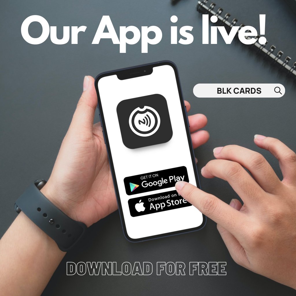 BLKcards's tweet photo. The new Free mobile App "BLK CARDS" is live on Android and iOS.

Looks like we just reinvented sharing...

#nfc #nfctags *#digitalbusinesscards #mobileapp #freeapp #android #ios #iPhone https://t.co/2TXCvtJaZr